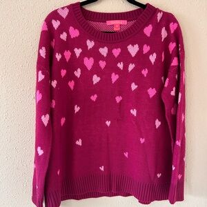 Lilly Pulitzer Elizabelle Sweater Mulberry Hearts Medium EUC